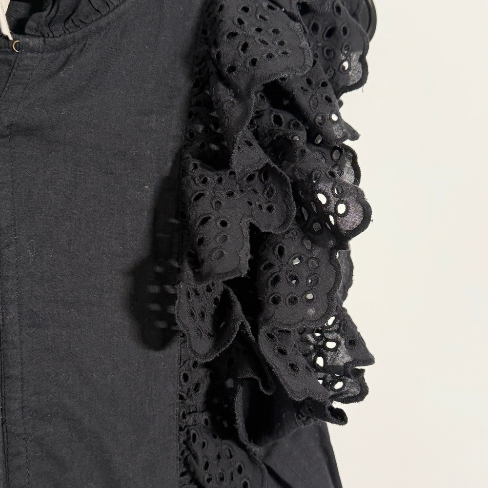 Apiece Apart Black Eyelet Ruffle Sleeve Jumpsuit No Belt Hook Closure Limon - Picture 5 of 10